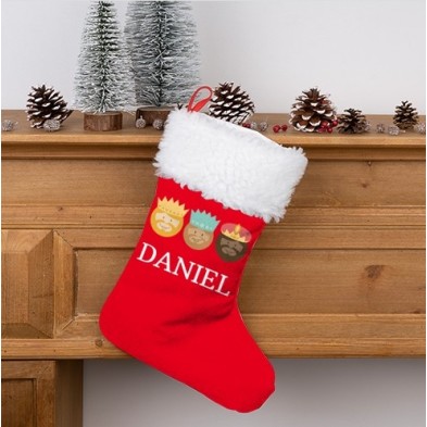 Calcetines Navidad Chimenea Personalizados - Medias Navideñas Con Nombre, Decoración Roja, 46 Cm